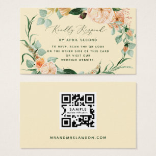 Botanique Boho Jaune Mariage QR Code carte RSVP