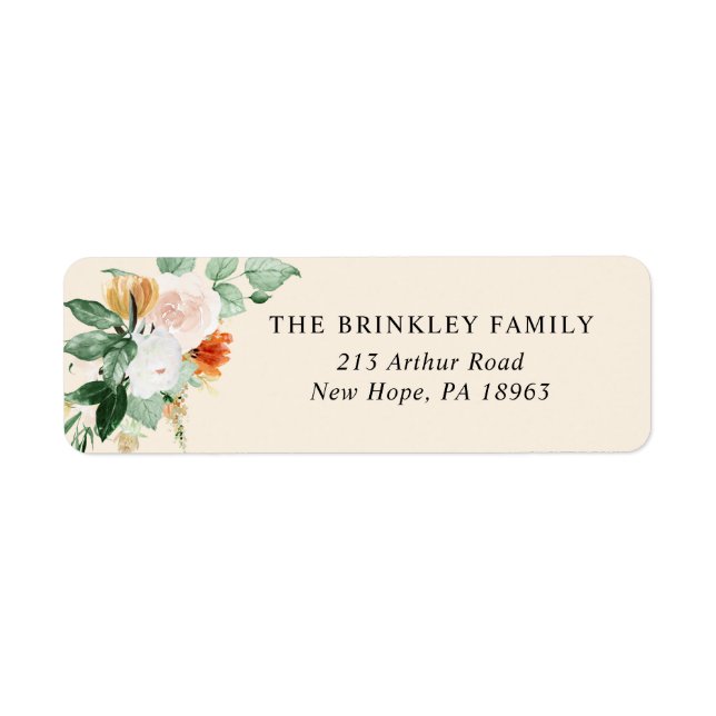 Botanique Boho Pastel Peach Floral Adresse de reto (Devant)
