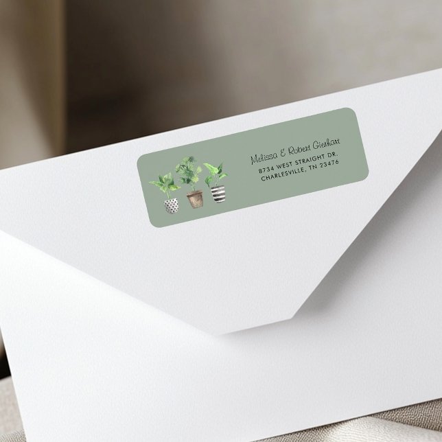 Botanique Boho Plantes en pointillés Adresse de re (Botanical Trypography Plants Return Address Label)
