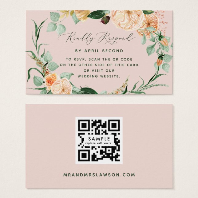 Botanique Boho vert Mariage QR Code carte RSVP (Devant & derrière)