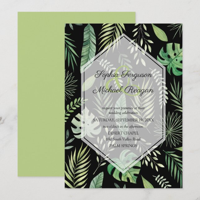 Botanique de verdure sur les invitations de mariag (Devant / Derrière)