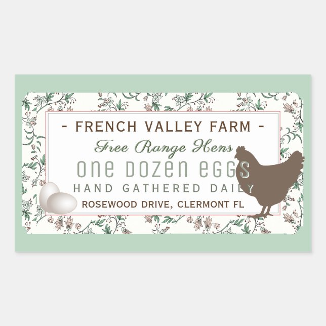 Botanique Étiquette de carton d'oeuf avec Hen et O (Devant)