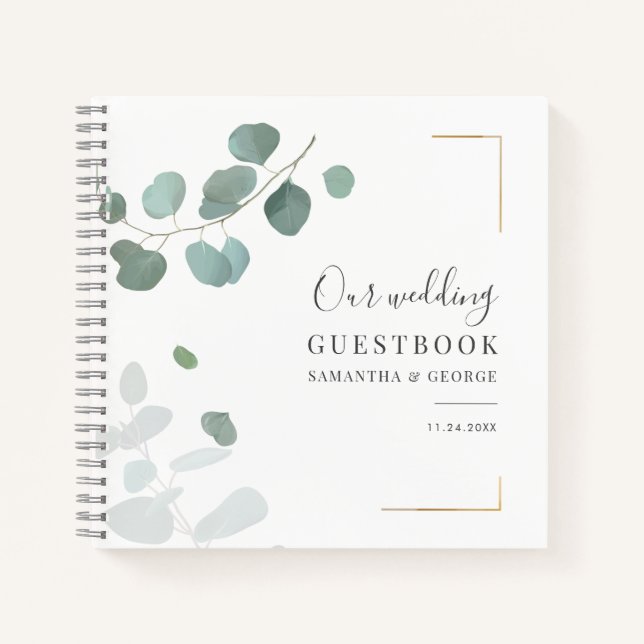 Botanique Eucalyptus Greenery Mariage Livre d'or (Devant)