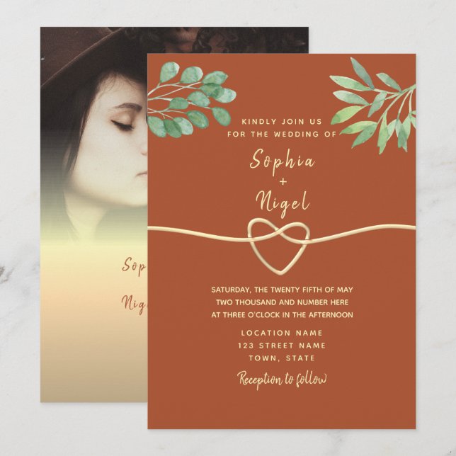 Botanique Faire-part de mariage en terre cuite (Devant / Derrière)