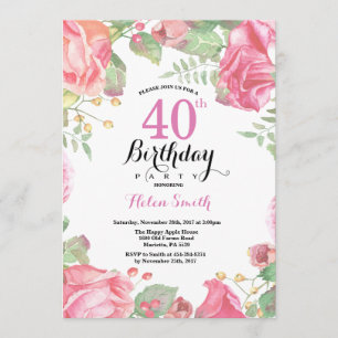 Botanique Floral 40e anniversaire Invitation