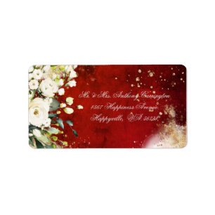 Botanique Floral Rustique Mariage rouge Étiquette 