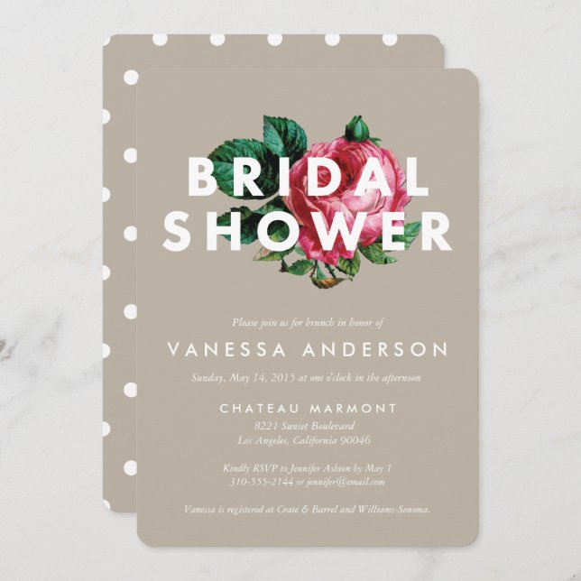 Botanique gras | Invitation de douche nuptiale (Devant / Derrière)