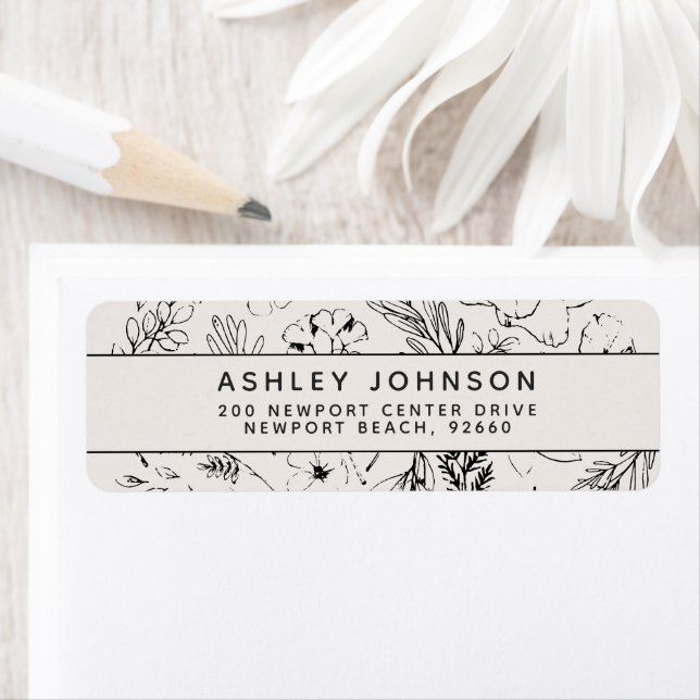 Botanique moderne Blush Black Adresse de retour (En situation)
