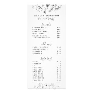 Botanique moderne Noir & Blanc Spa 3 Services Menu