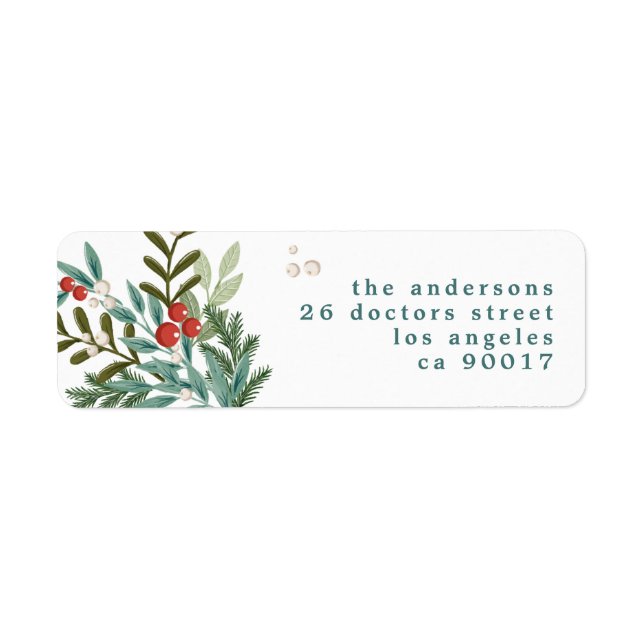 Botanique Noël classique blanc Adresse de retour (Devant)