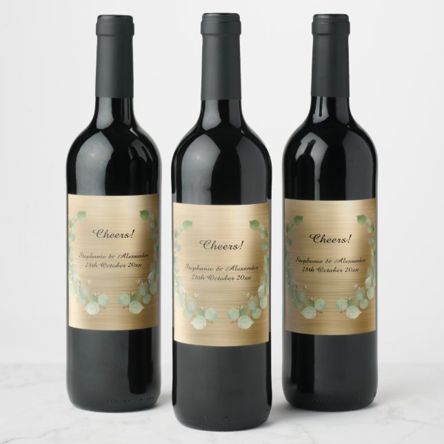 BOTANIQUE OR METALLIQUE ÉTIQUETTE DE VIN PERSONNAL (Bouteilles)