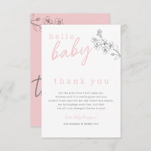 Botanique rose Hello Baby shower bébé Merci
