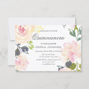 Botanique Rose Quinceanera Invitation