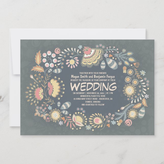 Botanique Rustique Floral Wedding Invitations (Devant)