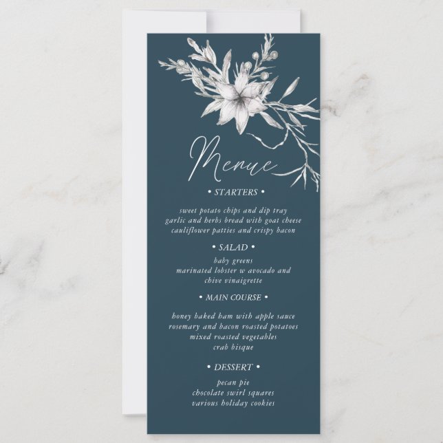 botanique rustique Mariage Dîner Menu Invitation (Devant)
