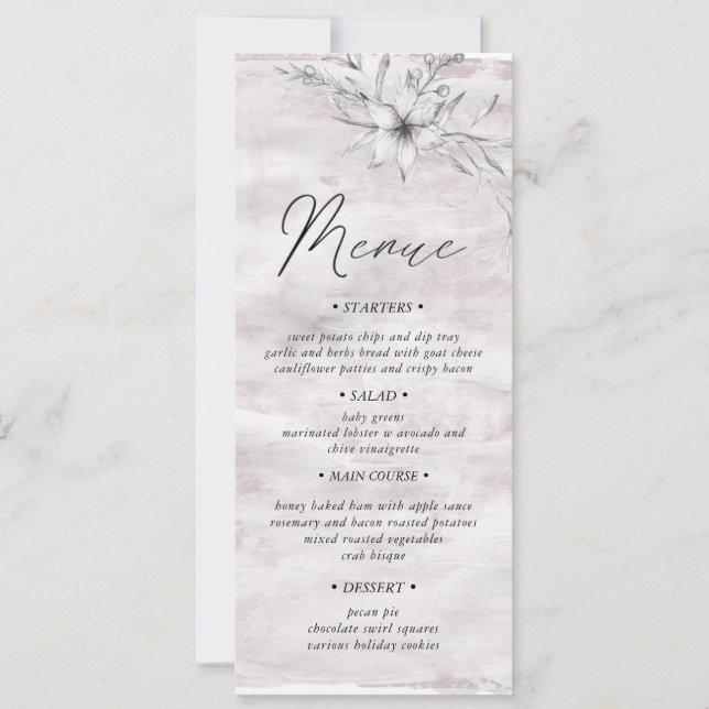 botanique rustique Mariage Dîner Menu Invitation (Devant)