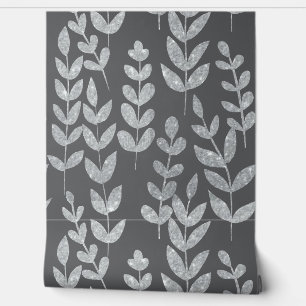 Botanique Sombre Turquoise Vins Feuille Brown Mur 