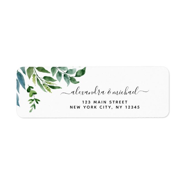 Botanique Verdure Foliage Mariage d'aquarelle (Devant)