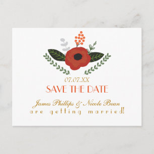 Botanique Vintage Floral Enregistrer La Date Carte