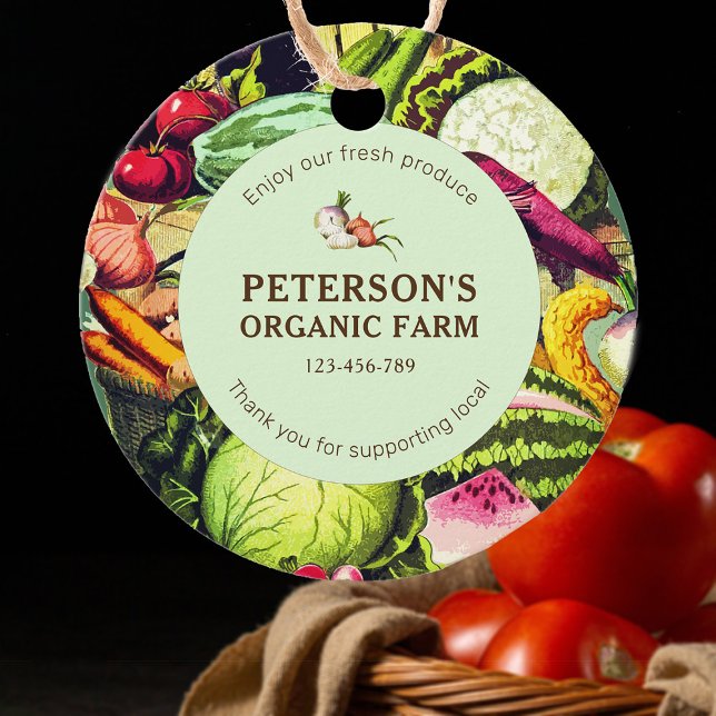 Botanique Vintage Légumes Étiquette fermier local (Créateur téléchargé)