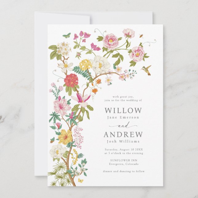 Botanique Vintage Wedding Invitation (Devant)
