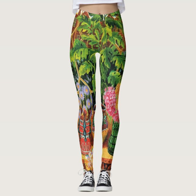 Botanist Cat By Louis Wain Leggings (Front)