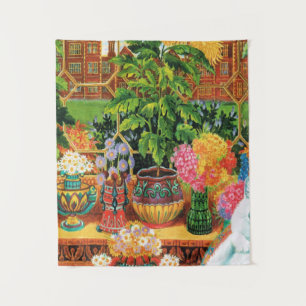 Botanist Cat By Louis Wain Tapestry