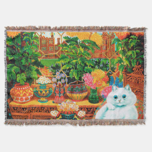 Botanist Cat, Louis Wain Throw Blanket