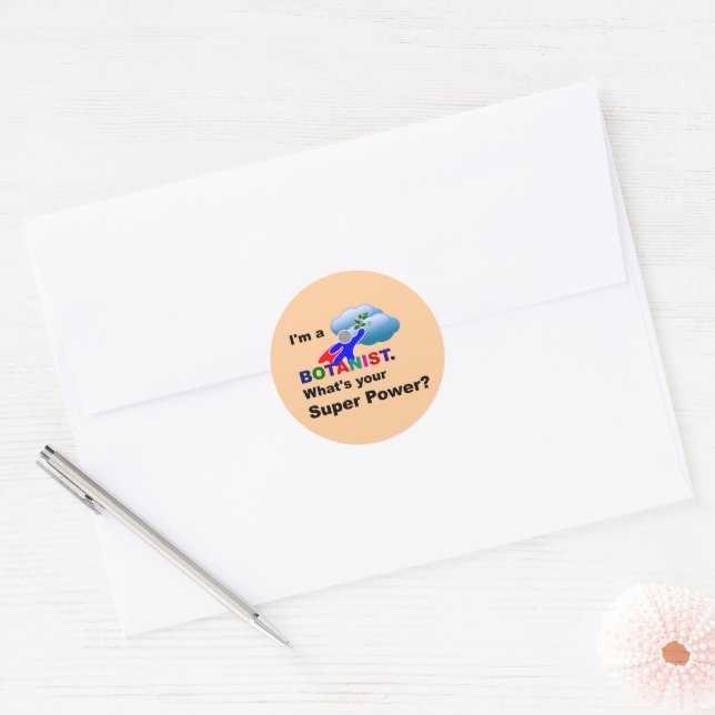 Botanist Superhero humour Classic Round Sticker (Envelope)