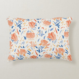 Botany linocut baroque: floral seamless background accent pillow