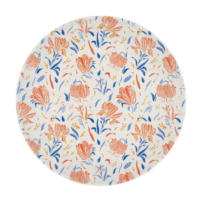 Botany linocut baroque: floral seamless background cutting board (Front)