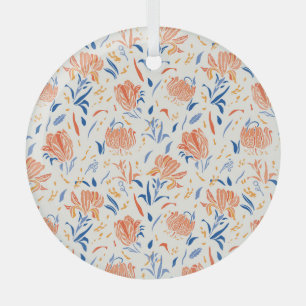 Botany linocut baroque: floral seamless background glass ornament