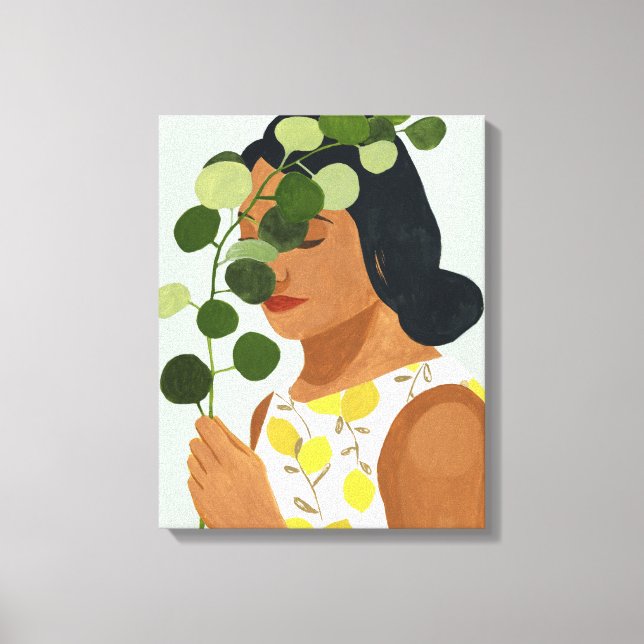 Botany Portrait - Woman with Greenery Canvas Print (Front)