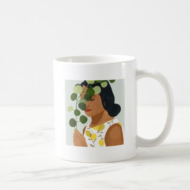 Botany Portrait - Woman with Greenery Coffee Mug (Right)