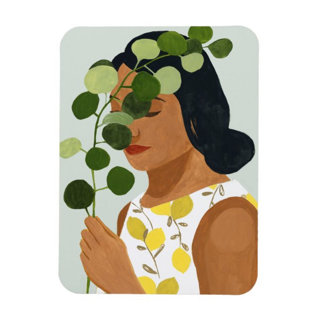Botany Portrait - Woman with Greenery Magnet (Vertical)