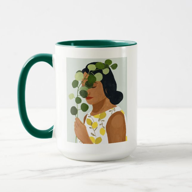 Botany Portrait - Woman with Greenery Mug (Left)