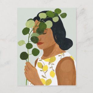 Botany Portrait - Woman with Greenery Postcard