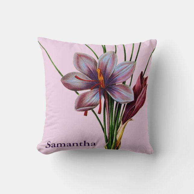 Botany: Saffron Throw Pillow (Front)