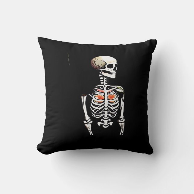Botany - Whimsigoth Vintage Skeleton With Colourfu Throw Pillow (Front)