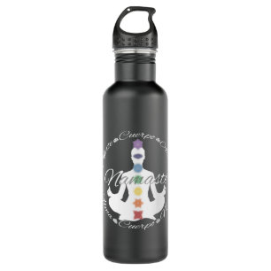 Botella De Agua Yoga Loto Chakras Namaste Blanco 710 Ml Water Bottle