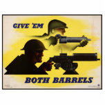 Both Barrels, Military & Industry, War Effort    Photo Sculpture Ornament<br><div class="desc">The poster, with its bold imagery and forceful message, was a stark reminder of the sacrifices required to secure victory. In bustling city streets and quiet rural towns, it hung in shop windows, on factory walls, and in train stations. The image of the steelworker, a symbol of American industry, and...</div>