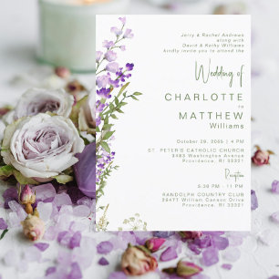 Both Parents 2 Venue Lavender Photo Wedding Invitation