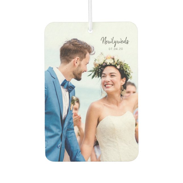 Both Sides Family Newlyweds Unique Photo Custom Air Freshener (Front)