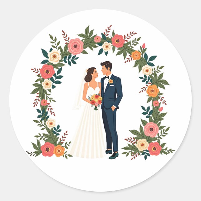 Boticelli Wedding Couple Sticker (Front)