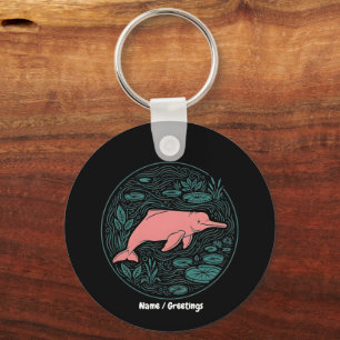 Boto Pink River Dolphin Wildlife Art Matte Salmon  Keychain