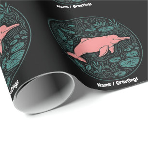 Boto Pink River Dolphin Wildlife Art Matte Salmon  Wrapping Paper