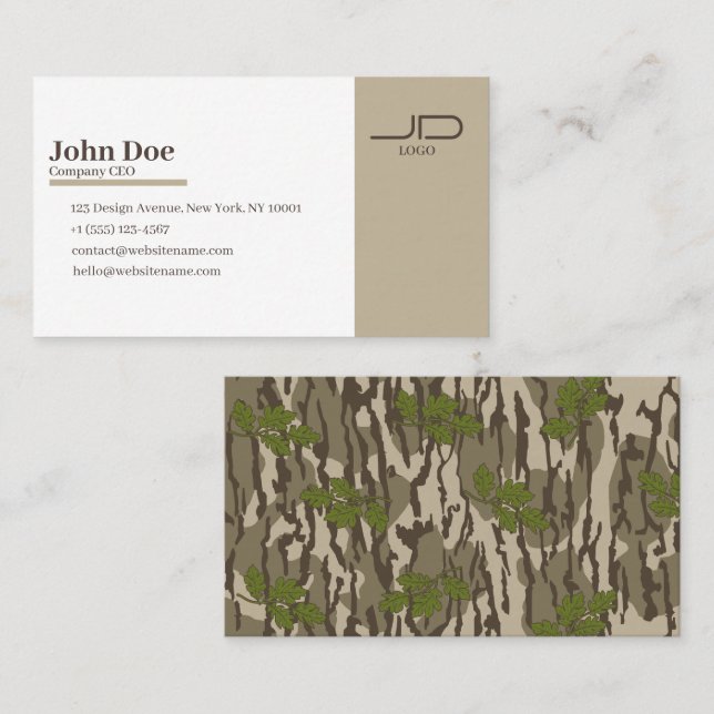 Botom lands camo oak tree leaf pattern business card (Front/Back)
