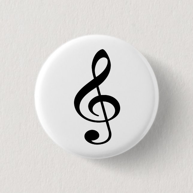 Bóton (Button) Clave de Sol Preta 1 Inch Round Button (Front)