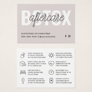 Botox Filler Injection Aftercare Instruction Card