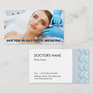 Botox injections around eyes by aesthetic doctor business card